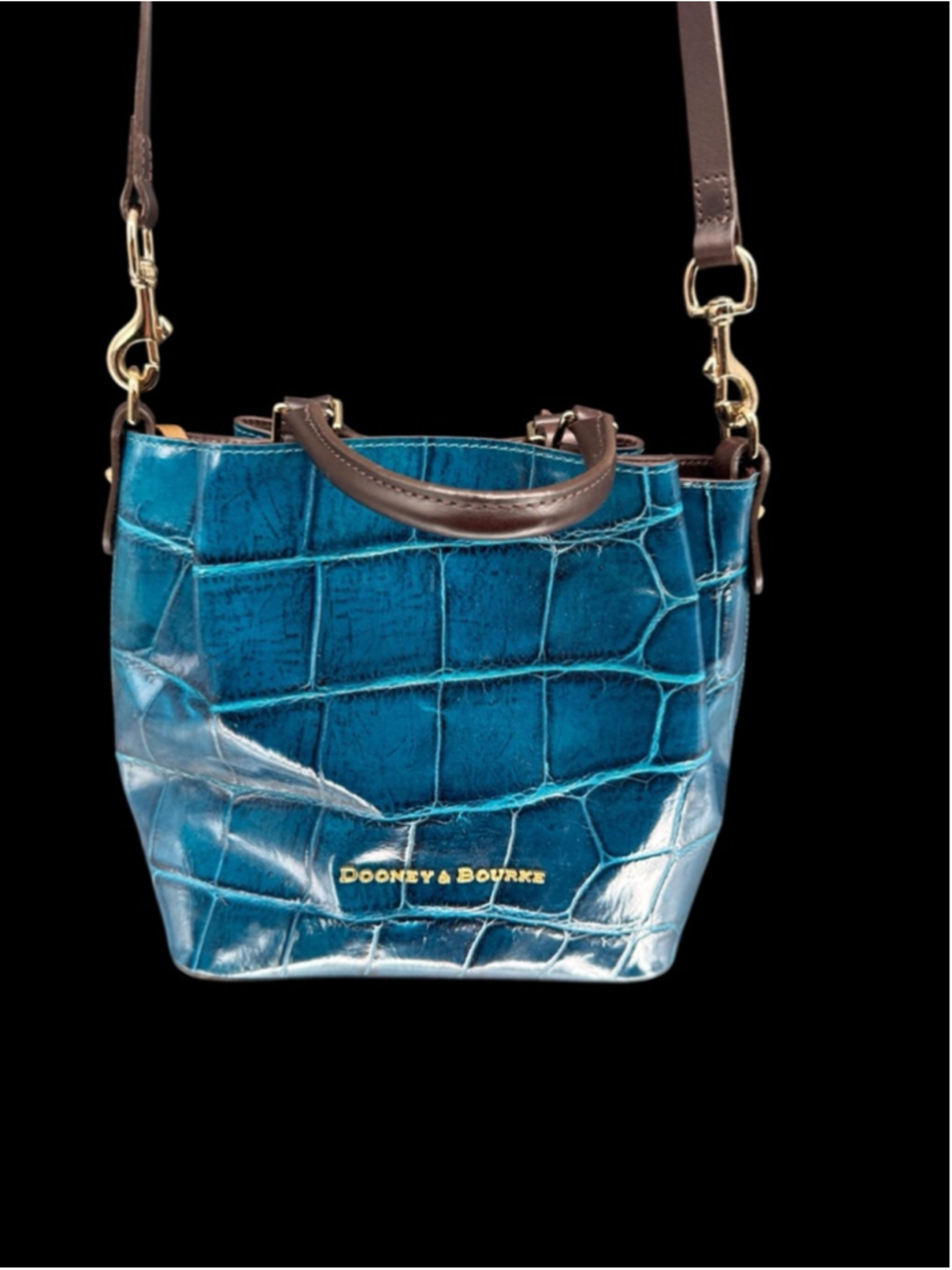 Women's Dooney & Bourke Teal Croc Embossed Crossbody Bag - Picture 2 of 8